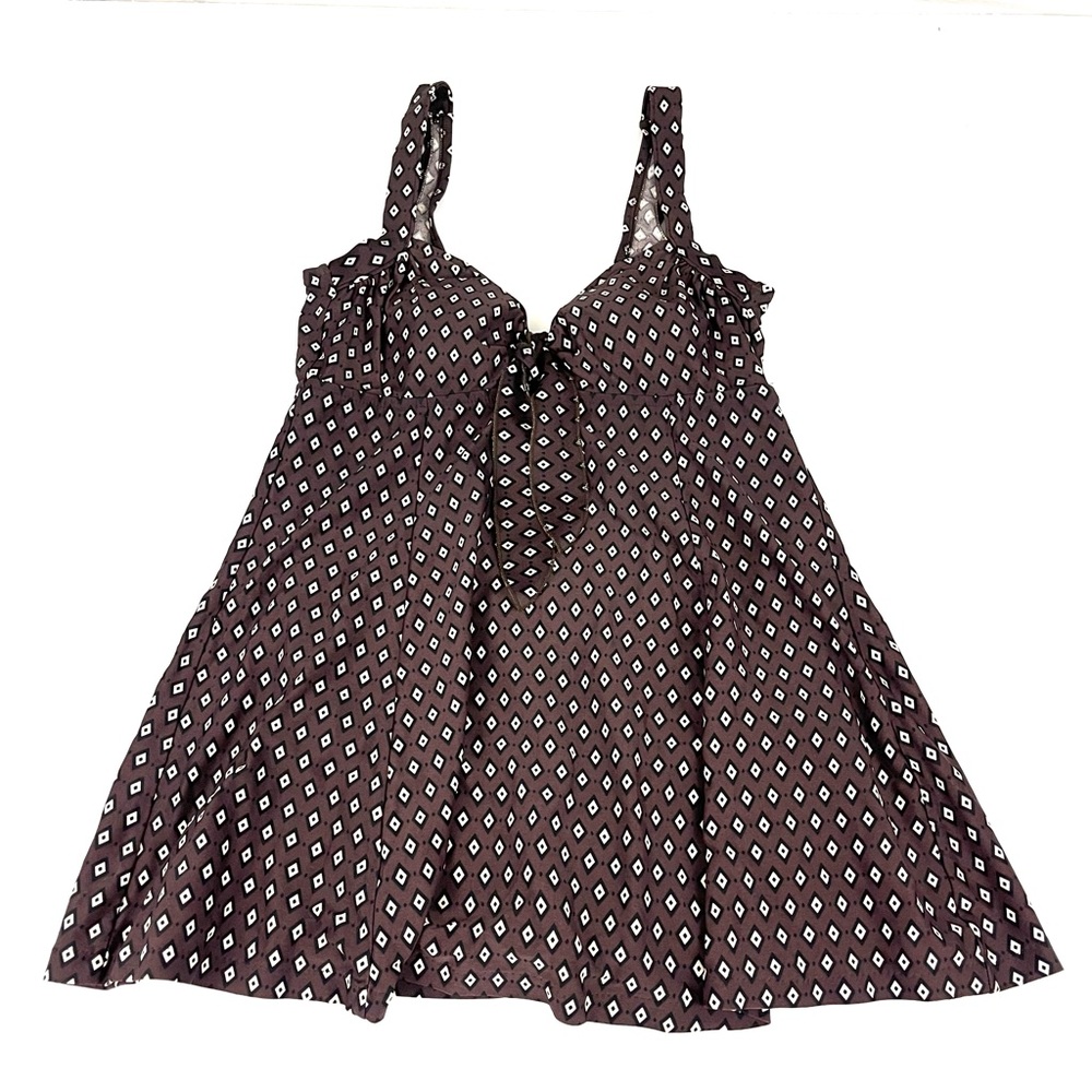 Le Cove Swimsuit One Piece Piece Swim Dress Brown Diamond Pattern